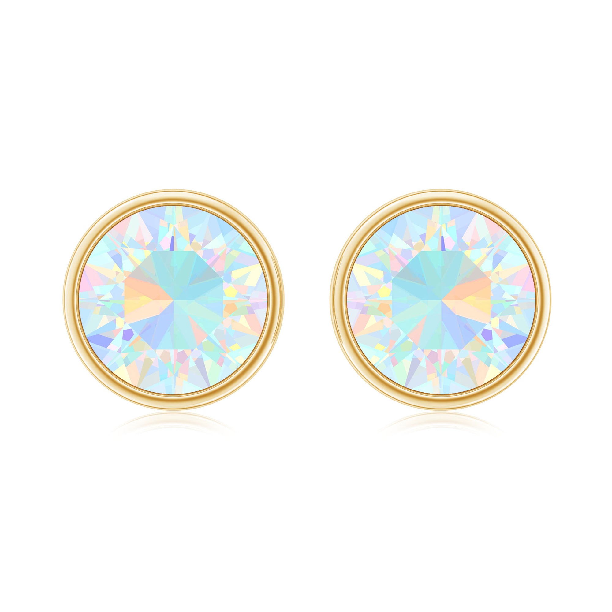 Ethiopian Opal Solitaire Stud Earrings with Screw Back Ethiopian Opal - ( AAA ) - Quality - Rosec Jewels