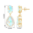 Classic Ethiopian Opal Dangle Earrings with Diamond Stones Ethiopian Opal - ( AAA ) - Quality - Rosec Jewels