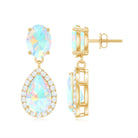 Classic Ethiopian Opal Dangle Earrings with Diamond Stones Ethiopian Opal - ( AAA ) - Quality - Rosec Jewels