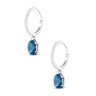 Oval London Blue Topaz and Diamond Hoop Drop Earrings London Blue Topaz - ( AAA ) - Quality - Rosec Jewels