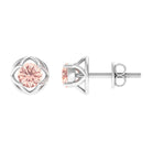 Solitaire Morganite Flower Stud Earrings Morganite - ( AAA ) - Quality - Rosec Jewels