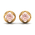 Solitaire Morganite Flower Stud Earrings Morganite - ( AAA ) - Quality - Rosec Jewels