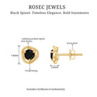 0.75 CT Black Spinel Solitaire Stud Earrings in Prong Setting Black Spinel - ( AAA ) - Quality - Rosec Jewels