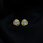 0.50 CT Round Cut Green Sapphire Swirl Solitaire Stud Earrings Green Sapphire - ( AAA ) - Quality - Rosec Jewels