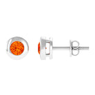 0.50 CT Bezel Set Orange Sapphire Solitaire Stud Earrings Orange Sapphire - ( AAA ) - Quality - Rosec Jewels