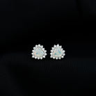 Heart Shape Ethiopian Opal Stud Earrings with Moissanite Halo Ethiopian Opal - ( AAA ) - Quality - Rosec Jewels