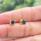 4X5 MM Oval Cut Blue Sapphire Turtle Solitaire Stud Earrings in Prong Setting Blue Sapphire - ( AAA ) - Quality - Rosec Jewels