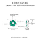 Cluster Stud Earrings with Emerald and Moissanite Emerald - ( AAA ) - Quality - Rosec Jewels