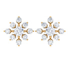 Rosec Jewels-3/4 CT Round Cut Diamond Floral Statement Stud Earrings for Women