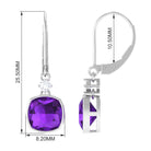 Cushion Cut Amethyst and Diamond Drop Earrings Amethyst - ( AAA ) - Quality - Rosec Jewels