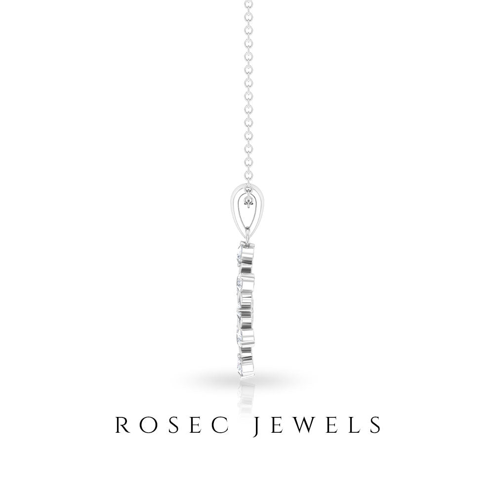 Certified Moissanite Scatter Snowflake Pendant Moissanite - ( D-VS1 ) - Color and Clarity - Rosec Jewels