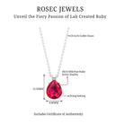 Pear Cut Lab Grown Ruby Solitaire Pendant Necklace Lab Created Ruby - ( AAAA ) - Quality - Rosec Jewels