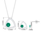 Simple Round Cut Emerald and Triangle Shape Moissanite jewelry Set Emerald - ( AAA ) - Quality - Rosec Jewels