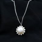 Freshwater Pearl and Moissanite Cocktail Flower Pendant Necklace - Rosec Jewels