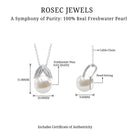 Freshwater Pearl Solitaire Pendant with Silver Leaf - Rosec Jewels