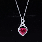 2.25 CT Heart Shape Created Ruby Silver Pendant with Moissanite Accent - Rosec Jewels