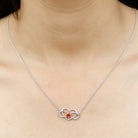 Solitaire Orange Sapphire Infinity Heart Necklace Orange Sapphire - ( AAA ) - Quality - Rosec Jewels