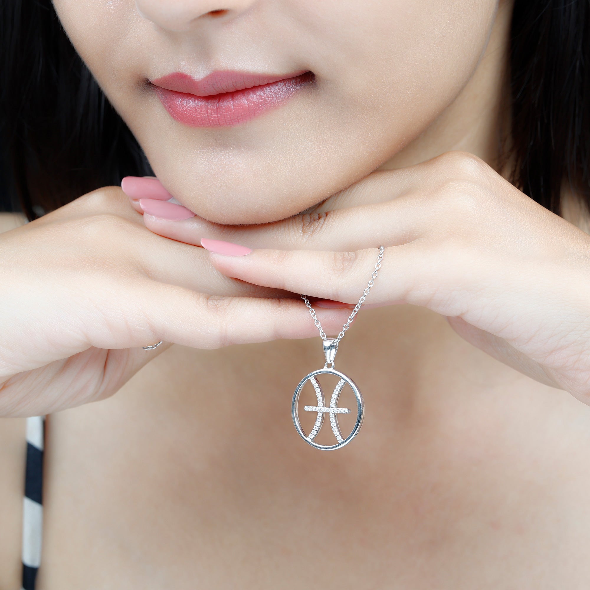 Moissanite Pisces Zodiac Pendant Necklace - Rosec Jewels