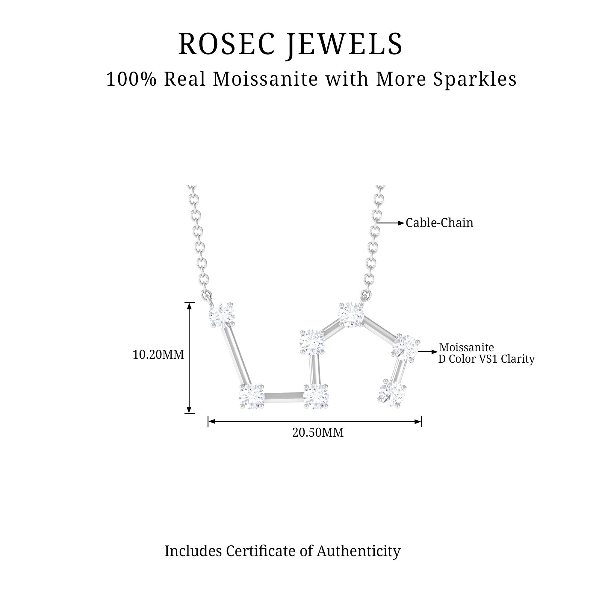 Certified Moissanite Leo Constellation Necklace - Rosec Jewels