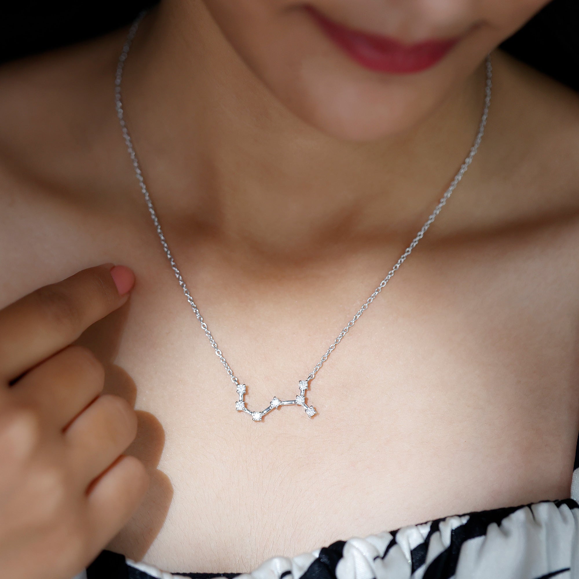 Certified Moissanite Scorpio Zodiac Constellation Necklace - Rosec Jewels