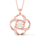 Natural Ethiopian Opal Floral Pendant Necklace with Diamond Ethiopian Opal - ( AAA ) - Quality - Rosec Jewels