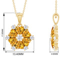 1.75 CT Heart Shape Citrine and Diamond Flower Pendant Citrine - ( AAA ) - Quality - Rosec Jewels