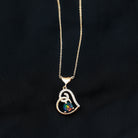 1 CT Black Opal and Moissanite Gold Heart Drop Pendant Black Opal - ( AAA ) - Quality - Rosec Jewels