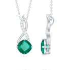 Cushion Cut Created Emerald Solitaire Infinity Pendant with Moissanite Lab Created Emerald - ( AAAA ) - Quality - Rosec Jewels