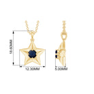 0.25 CT Blue Sapphire and Gold Star Pendant for Woman Blue Sapphire - ( AAA ) - Quality - Rosec Jewels