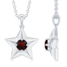 1/4 CT Garnet and Gold Star Pendant Garnet - ( AAA ) - Quality - Rosec Jewels