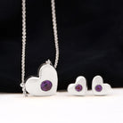 Flush Set Amethyst Heart Jewelry Set Amethyst - ( AAA ) - Quality - Rosec Jewels