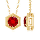 6 MM Lab Created Ruby Hexagonal Shape Solitaire Pendant Necklace Lab Created Ruby - ( AAAA ) - Quality - Rosec Jewels