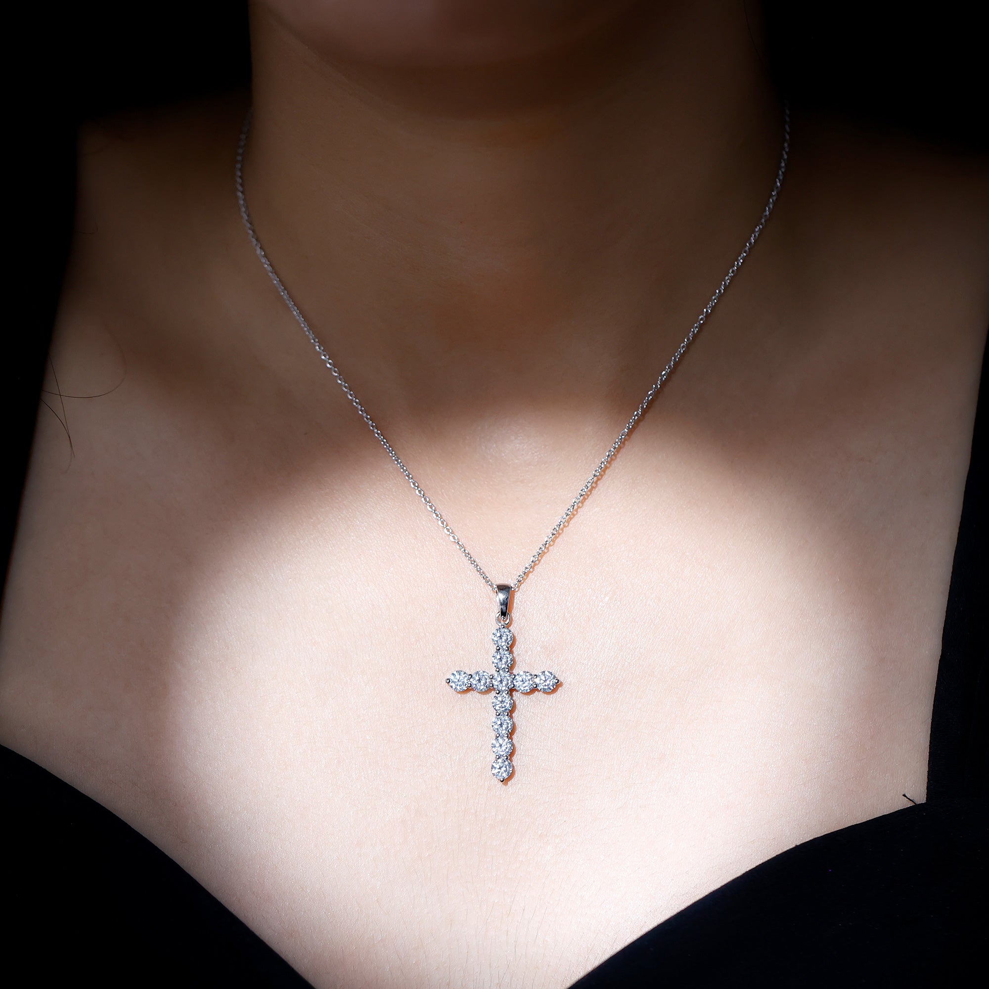 Rosec Jewels-3.50 CT Moissanite Cross Pendant Necklace