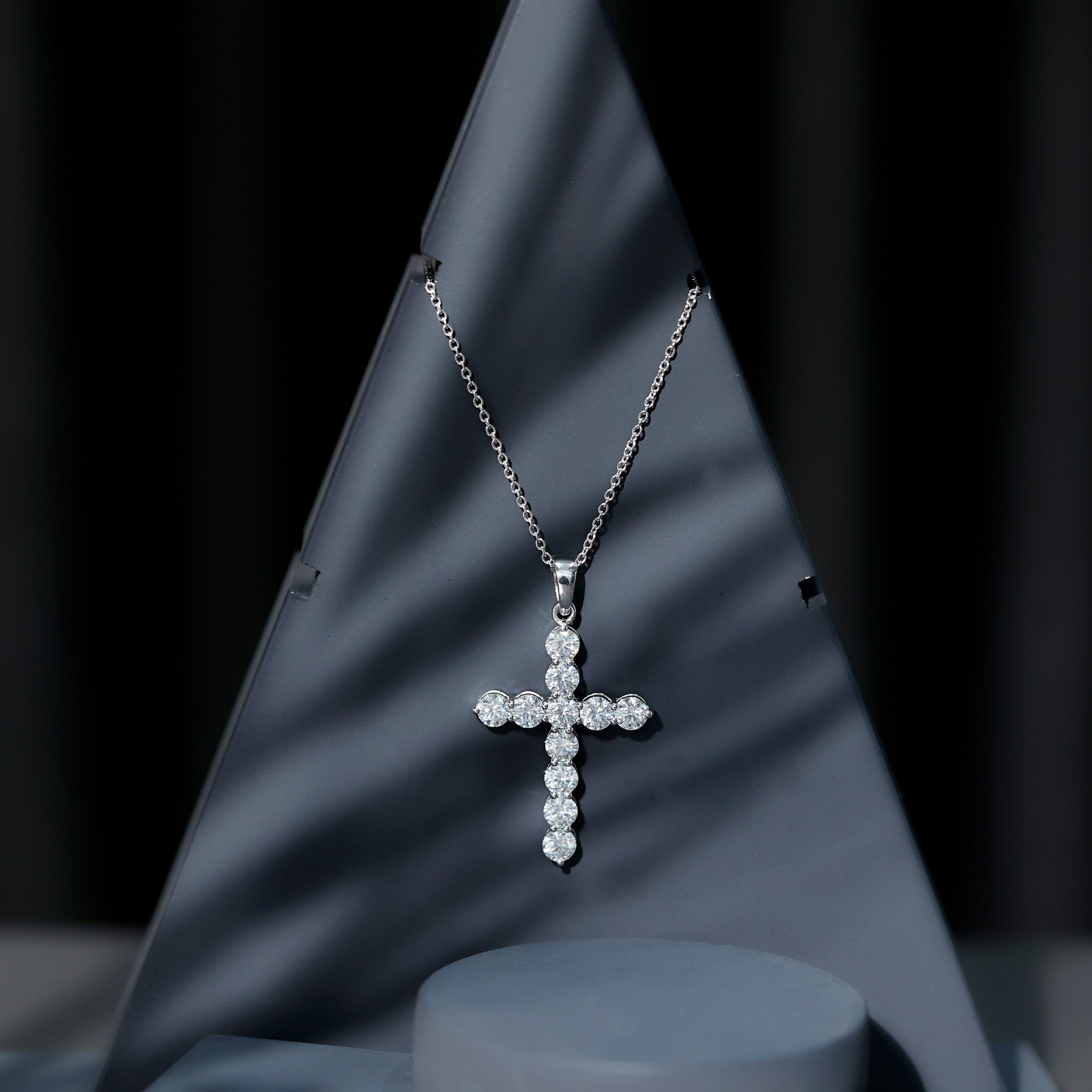 Rosec Jewels-3.50 CT Moissanite Cross Pendant Necklace