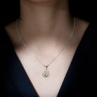 1 CT Peridot and Diamond Heart Drop Pendant Peridot - ( AAA ) - Quality - Rosec Jewels