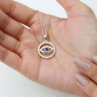 1.25 CT Blue Sapphire and Diamond Evil Eye Eternity Pendant Blue Sapphire - ( AAA ) - Quality - Rosec Jewels