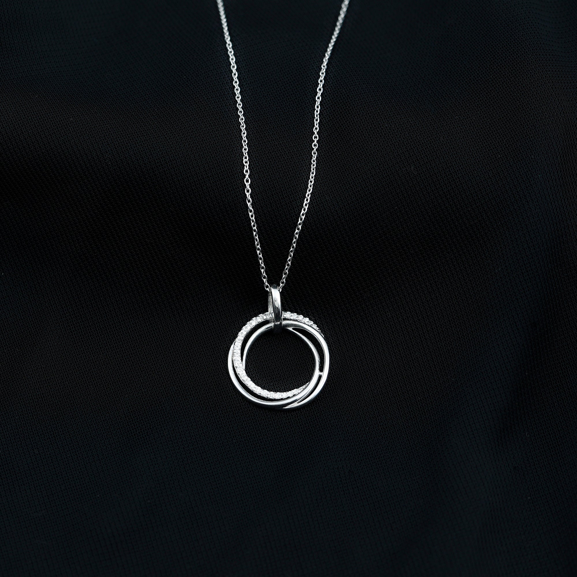 Modern Moissanite Interlock Open Circle Pendant Moissanite - ( D-VS1 ) - Color and Clarity - Rosec Jewels