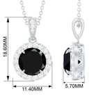 Genuine Black Onyx and Diamond Halo Pendant Necklace Black Onyx - ( AAA ) - Quality - Rosec Jewels