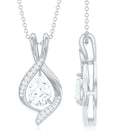 Certified Moissanite Classic Teardrop Pendant in Silver - Rosec Jewels