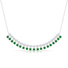 1.25 CT Created Emerald Curved Bar Pendant Necklace with Zircon Lab Created Emerald - ( AAAA ) - Quality - Rosec Jewels