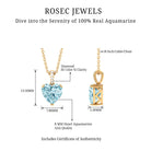 8X8 MM Heart Shape Aquamarine Pendant in Double Prong Setting with Diamond Accent Bail Aquamarine - ( AAA ) - Quality - Rosec Jewels