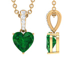 Heart Shape Emerald Pendant Necklace with Diamond Accent Bail Emerald - ( AAA ) - Quality - Rosec Jewels