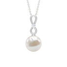 10 MM Round Freshwater Pearl Drop Infinity Pendant with Diamond Freshwater Pearl - ( AAA ) - Quality - Rosec Jewels