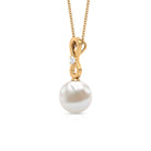 10 MM Round Freshwater Pearl Drop Infinity Pendant with Diamond Freshwater Pearl - ( AAA ) - Quality - Rosec Jewels