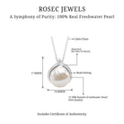 Rosec Jewels-11 CT Bead Set Freshwater Pearl Solitaire Pendant with Diamond