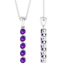 Natural Amethyst Bar Pendant Necklace Amethyst - ( AAA ) - Quality 92.5 Sterling Silver - Rosec Jewels