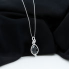 Black Spinel Teardrop Dangle Pendant with Moissanite Accent Black Spinel - ( AAA ) - Quality - Rosec Jewels