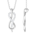 Minimal Moissanite Infinity Knot Style Pendant Necklace in Silver - Rosec Jewels