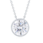 2 CT Certified Moissanite Solitaire Necklace in Bezel Setting Moissanite - ( D-VS1 ) - Color and Clarity - Rosec Jewels