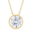 2 CT Certified Moissanite Solitaire Necklace in Bezel Setting Moissanite - ( D-VS1 ) - Color and Clarity - Rosec Jewels